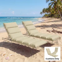 Outsunny Outdoor Lounge Chair Cushion with Zipper Reversible Chaise Lounge Cushion for Patio Indoor/Outdoor Beige(m-1)