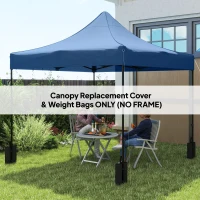 Outsunny 10' x 10' Replacement Canopy Top for Pop Up Canopy Tent with 4 Sand Bags, UPF50+ Protection, Navy Blue(m-2)