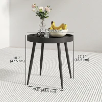 Outsunny 19.5" Round Patio Table, Small Outdoor Patio Coffee Side End Table with Plastic Tray-Style Top, Metal Legs, Black(m-3)