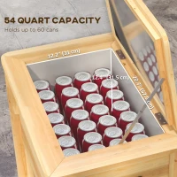 Outsunny 54-Qt Wooden Patio Cooler, Outdoor Cooler Table with Bottle Opener and 3 Handles, Natural(m-5)