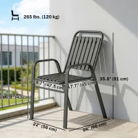 Outsunny Stackable Outdoor Dining Chairs Set of 2, for Patio, Balcony, Deck, Garden, Black(m-3)