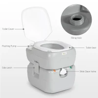 Outsunny Porta Potty, 5.8 Gallon Portable Toilet with Level Indicator and Anti-Leak Pump for Camping, Boating, Hiking, Travel, RV(m-9)