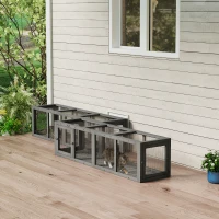 PawHut Outdoor Cat Tunnel, 59" Wooden Play Cat Enclosure, Extendable Pet Run with 3 Doors for Kitty, Puppy, Gray(m-10)