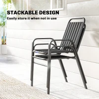 Outsunny Stackable Outdoor Dining Chairs Set of 2, for Patio, Balcony, Deck, Garden, Black(m-5)