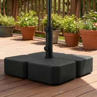 Outsunny Patio Umbrella Base with Wheels & Brake Heavy Duty Outdoor Umbrella Stand Holder for for 1.5"/1.9" Poles Black(m-8)
