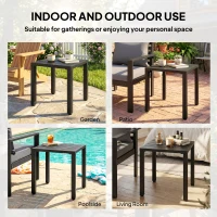 Outsunny Metal Outdoor Side Table, 45.5 cm Square Patio Side Table, Small Accent Table for Garden, Poolside, Black(m-9)