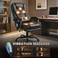 Vinsetto Reclining Office Chair with Footrest, Vibrating Massage, Adjustable Height, Perfect Office, Black(m-4)