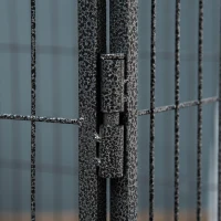 PawHut 4 Panels Dog Playpen, Heavy Duty Dog Fence, 28" H Portable Pet Playpen with Door Double Locking Latches, Tray, Grey(m-9)