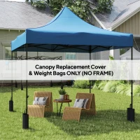 Outsunny 10' x 10' Replacement Canopy Top for Pop Up Canopy Tent with 4 Sand Bags, UPF50+ Protection, Navy Blue(m-10)