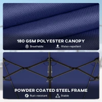 Outsunny Garden Parasol, Double-Sided Sun Umbrella with LED Solar Lights, Patio Parasol for Outdoor, Navy Blue(m-7)