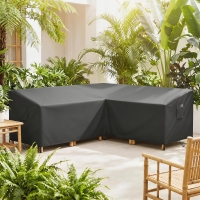 Outsunny V-Shaped Patio Furniture Cover, Waterproof Outdoor V-Shaped Sectional Sofa Cover with Air Vent, 85" x 85", Black