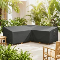 Outsunny V-Shaped Patio Furniture Cover, Waterproof Outdoor V-Shaped Sectional Sofa Cover with Air Vent, 85" x 85", Black(m-1)