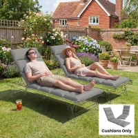 Outsunny Outdoor Lounge Chair Cushion with Zipper Reversible Chaise Lounge Cushion for Patio Indoor/Outdoor Dark Grey(m-9)