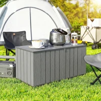 Outsunny Outdoor Storage Box Large Capacity Deck Box with Lockable Lid Gas Struts for Patio Garden 125.5 gal Grey(m-10)