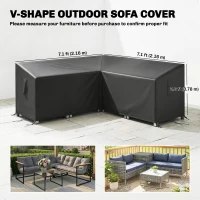 Outsunny V-Shaped Patio Furniture Cover, Waterproof Outdoor V-Shaped Sectional Sofa Cover with Air Vent, 85" x 85", Black(m-3)