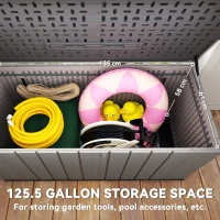 Outsunny Outdoor Storage Box Large Capacity Deck Box with Lockable Lid Gas Struts for Patio Garden 125.5 gal Grey(m-4)