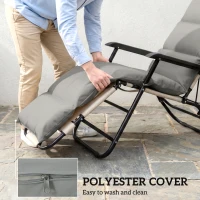 Outsunny Outdoor Lounge Chair Cushion with Zipper Reversible Chaise Lounge Cushion for Patio Indoor/Outdoor Dark Grey(m-7)