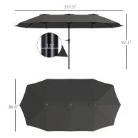 Outsunny 13 ft. Extra Large Patio Umbrella with Easy Crank Handle, Vents for Outdoor, Patio, UPF30+, Dark Gray(m-3)