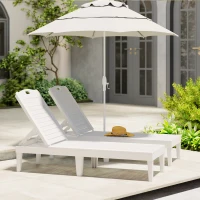 Outsunny Outdoor Lounge Chair Set of 2, Waterproof Resin Lounge Chairs with 4-Position Adjustable Backrest for Backyard, White(m-9)