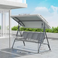 Outsunny 3-Seat Patio Swing Chair, Outdoor Porch Swing Glider with Adjustable Canopy, Light Grey(m-3)