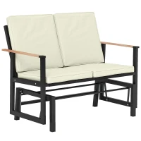 Outsunny Outdoor Glider Bench for 2 Person, Patio Glider Loveseat with Thick Cushions for Garden Balcony Porch, Cream White(m-11)