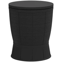 Outsunny 11 Gallon Patio Cooler Side Table, Outdoor Cooler Bar Table with Height Adjustable Top, Drainage Plug, Black(m-2)