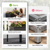 Outsunny Raised Planter with Reinforced Corners, Metal Raised Garden Bed on Legs with Drainage Hole, Black(m-9)