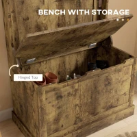 HOMCOM 4-In-1 Hall Tree with Coat Rack, Top Shelf, Shoe Storage and Bench Seat, Entryway Bench with 4 Hooks, Rustic Brown(m-6)