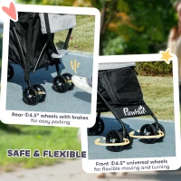 PawHut Foldable Dog Stroller, Lightweight Dog Pram w/ Shoulder Strap, Storage Bag, Cup Holder, Light Grey(m-9)