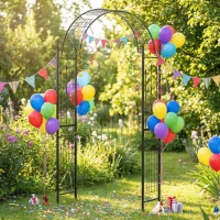 Outsunny 7.5 ft Steel Garden Arch, Outdoor Trellis Arbor with Scrollwork for Climbing Plants, Wedding Arch, Black(m-10)