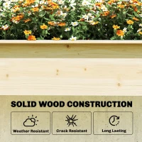 Outsunny Wooden Raised Garden Bed with 3 Trellises, Outdoor Raised Planter with Drainage Holes(m-7)