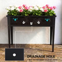 Outsunny Raised Planter with Reinforced Corners, Metal Raised Garden Bed on Legs with Drainage Hole, Black(m-6)