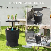 Outsunny 11 Gallon Patio Cooler Side Table, Outdoor Cooler Bar Table with Height Adjustable Top, Drainage Plug, Black(m-4)