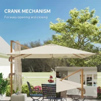 Outsunny 10 FT Patio Cantilever Umbrella, Outdoor Offset Umbrella with 360° Rotation, Outdoor Market Umbrella with Crank and Tilt(m-9)