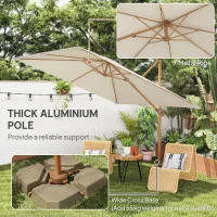 Outsunny 10 FT Patio Cantilever Umbrella, Outdoor Offset Umbrella with 360° Rotation, Outdoor Market Umbrella with Crank and Tilt(m-10)