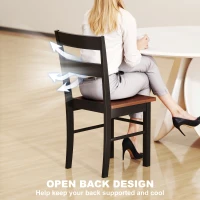 HOMCOM Farmhouse Dining Table Chairs, Set of 2 Rubber Wood Kitchen Table Chairs with Open Back for Living Room, Black(m-5)