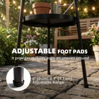 Outsunny Metal Patio Side Table, 2-Tier Round End Table, for Living Room, Bedroom, Garden, Balcony, Black(m-5)