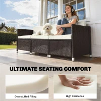 Outsunny Patio Furniture Cushions Water-Repellent Outdoor Loveseat Cushion Removable Covers 23.6" x23.6", Cream(m-5)