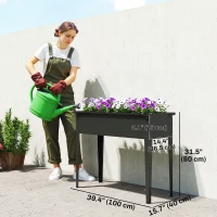 Outsunny Raised Planter with Reinforced Corners, Metal Raised Garden Bed on Legs with Drainage Hole, Black(m-3)