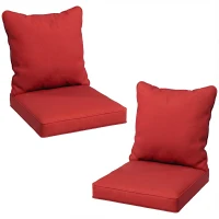 Outsunny Seat Cushion Back Pillows Replacement Set of 2, Patio Chair Cushions Set for Indoor Outdoor, Wine Red(m-11)