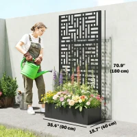 Outsunny Galvanised Raised Garden Bed with Trellis, 71" Tall Metal Planter Box with Privacy Screen and Drainage Holes(m-3)