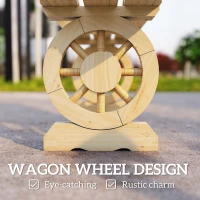 Outsunny 2-Person Outdoor Bench, Wood Garden Bench with Wagon Wheel Legs, Slatted Seat for Patio, Park, Backyard, Natural Wood(m-5)