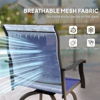 Outsunny Outdoor Bar Stools Set of 2, Swivel Bar Height Chairs with High Back, Curved Armrests and Steel Frame, Navy Blue(m-5)