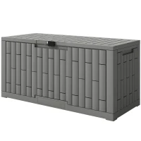 Outsunny 120 Gallon Resin Deck Box, Lockable Outdoor Storage Box, Splash-Resistant & UV Resistant Patio Storage Container(m-2)