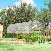 Outsunny Tunnel Tomato Greenhouse with 4 Hoops and Top Tap, Pointed Bottom and Guy Ropes, 157.5" x 47.2" x 66.9", Clear(m-10)