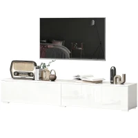 HOMCOM Floating TV Stand for TVs up to 75 Inch, 70.9" TV Cabinet, Entertainment Center with 2 Flip Doors, High Gloss White(m-2)
