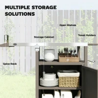 Outsunny Outdoor Grill Cart with Steel top, Pizza Oven Stand with Cabinet, Spice Rack, Towel Holder, Bottle Opener, Brown(m-5)