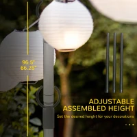 Outsunny 4 Pack of 8' String Light Poles, Steel Hanging Lighting Stand for Patio, Backyard, Deck, Wedding, Party, Black(m-6)