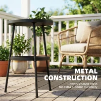 Outsunny Metal Patio Side Table, 2-Tier Round End Table, for Living Room, Bedroom, Garden, Balcony, Black(m-6)