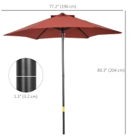 Outsunny 6.6FT Patio Umbrella, Outdoor Parasol with 6 Solid Ribs, Wine Red(m-3)
